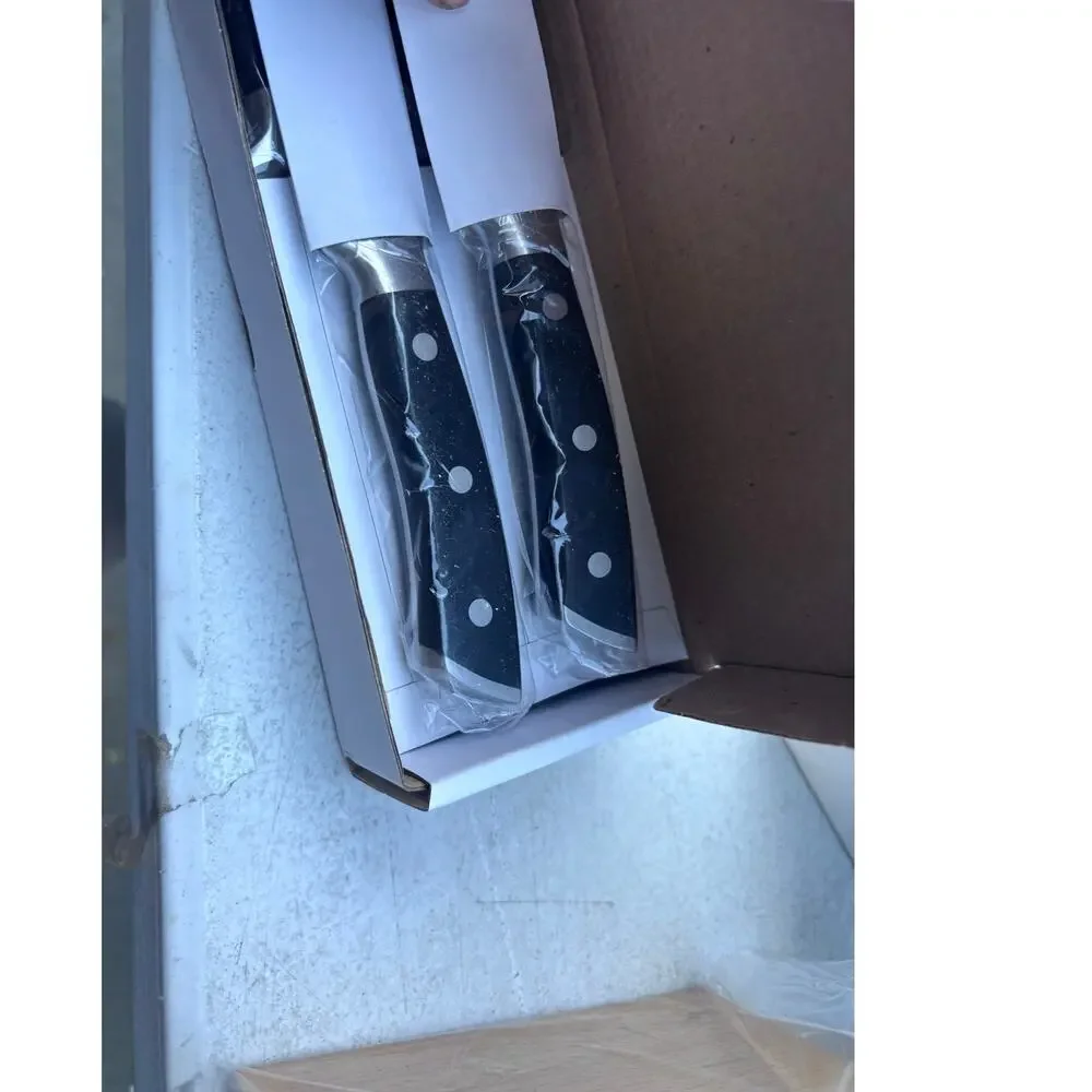 OAKSWARE Steak Knives Set of 8, 5 Inch Non Serrated Knife with Walnut Block